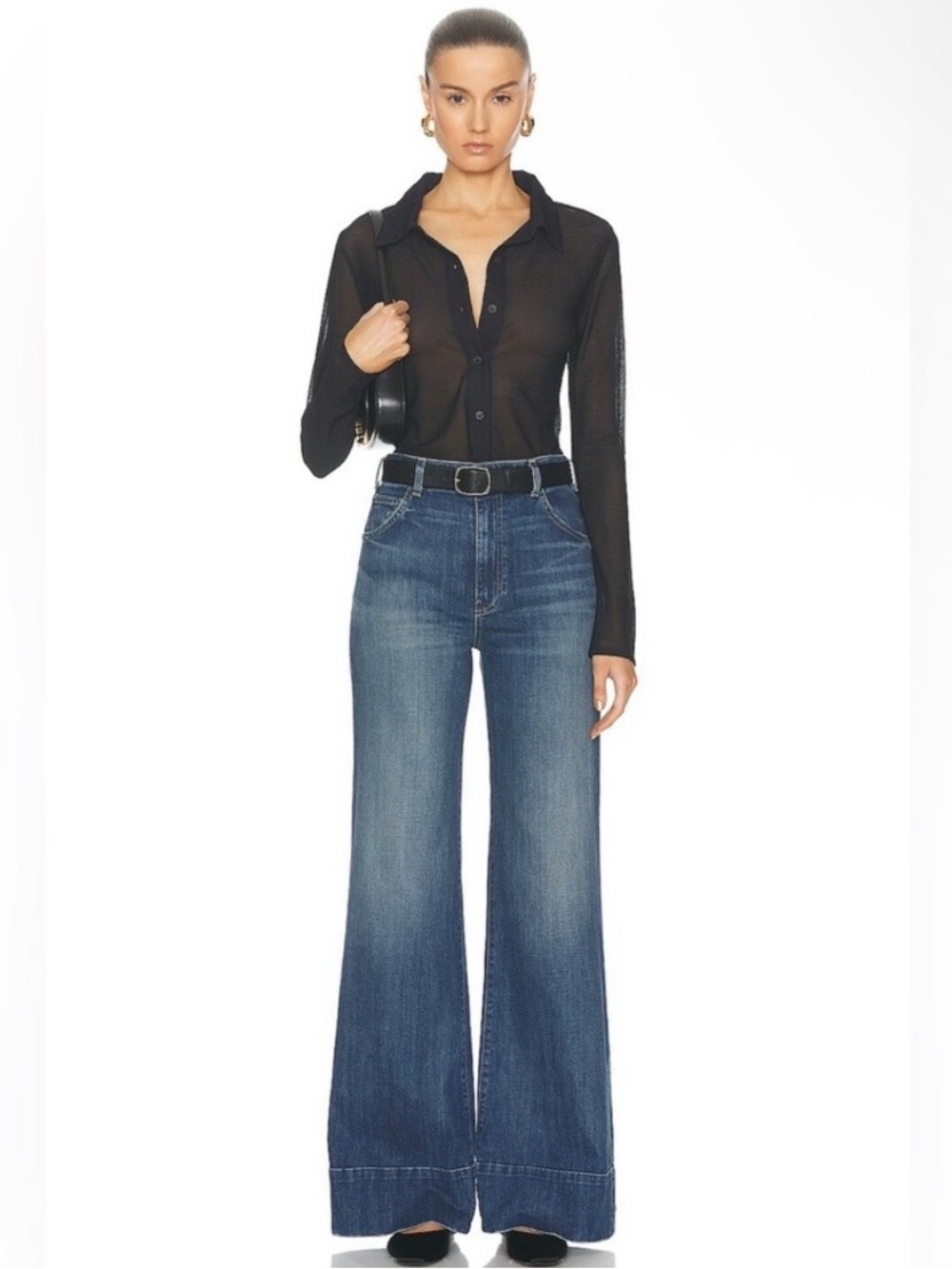 Nili Lotan Nadege Wide Leg Jeans Classic Wash Size 27